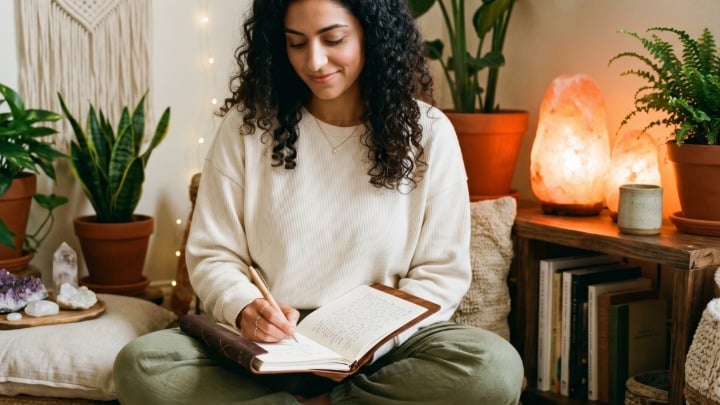woman writing a meditation for grief